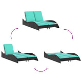 Sun Lounger with Cushions Black 114x205x73 cm Poly Rattan 368295