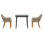 Garden Dining Set with Cushion 3 pcs Beige Poly Rattan 3261691