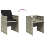 15 Piece Garden Dining Set with Cushions Light Grey Poly Rattan 3210695