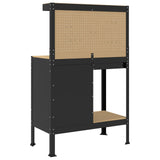 Workbench Black 90 x 49 x 141 cm Engineered Wood and Metal 42020133