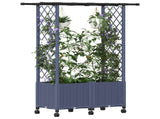 Raised Bed with Trellis and Roof Grey 124.5 x 40 x 142 cm PP 3423031