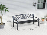 2 Seater Metal Garden Park Bench Porch Outdoor Furniture Patio Chair Seat Black,UK T3398P325172