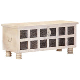 247670 Storage Box White 110x40x45 cm Solid Acacia Wood