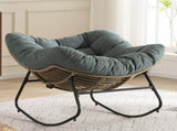 Oversize Rocking Chair Egg-Shaped Wicker Rattan Patio Lounge with Thick Cushion, Perfect for W5807P528179