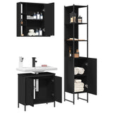 3 Piece Bathroom Cabinet Set Black Engineered Wood 3214740