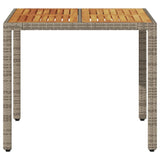 Garden Table with Acacia Wood Top Grey 90x90x75 cm Poly Rattan 365530