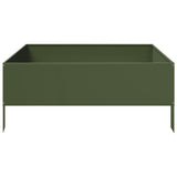 ZNTS Garden Raised Bed Olive green 100x100x25 cm Steel 851034