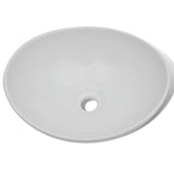 ZNTS Bathroom Basin with Mixer Tap Ceramic Oval White 275497