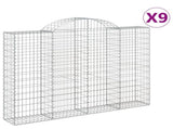 Arched Gabion Baskets 9 pcs 200x30x140/160 cm Galvanised Iron 3146159