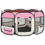171011 Foldable Dog Playpen with Carrying Bag Pink 125x125x61 cm