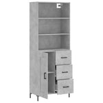 Highboard Concrete Grey 69.5x34x180 cm Engineered Wood 3190025