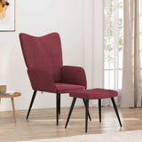 Relaxing Chair with a Stool Wine Red Fabric 327960