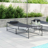 Garden Sunbed with Pillow 2 pcs Black Powder-Coated Steel 42003023
