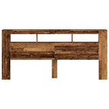 LED Headboard Old Wood 220x18.5x103.5 cm Engineered Wood 857694
