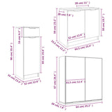 ZNTS 3 Piece Bathroom Cabinet Set High Gloss White Engineered Wood 3115872