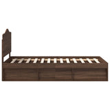 Bed Frame with Headboard Brown Oak 75 x 190 cm Solid Pine Wood 3413377