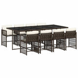 9 Piece Garden Dining Set with Cushions Brown Poly Rattan 3211641