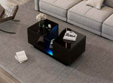 Led Coffee with 2 Drawer Storage, High Gloss Coffee for Living Room Unique Shape Centre N605P287896B