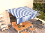 Manual Retractable Awning with Blind 3x2.5m Blue&White 3069256