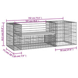 Garden Bench With Gabion Basket Natural Pine, Silver 3196242