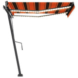 Manual Retractable Awning with LED 300x250 cm Orange and Brown 3069705