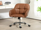 Faux Leather Tub Office Chair, with Wheels - Brown T3398P344687