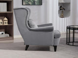 Modern Accent Chair, Upholstered Wingback Armchair with High Backrest and Pillow, Velvet-Feel Fabric T3398P377888