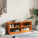 Shoe Cabinet Wax Brown 110x34x45 cm Solid Wood Pine 847123