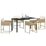 Garden Dining Set with Cushion 5 pcs Beige Poly Rattan 3380021
