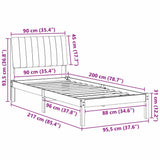 Bed Frame with Headboard Brown 90 x 200 cm Solid Pine Wood 878917