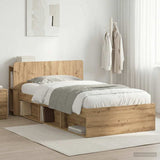 Bed Frame with Storage Artisan Oak 100 x 200 cm Engineered Wood 3433335