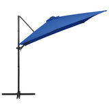 Cantilever Garden Parasol with LED lights and Steel Pole 250x250 cm Azure Blue 46997