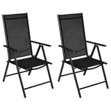 Folding Garden Chairs 2 pcs Aluminium and Textilene Black 41730