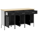 Work Cabinet with Drawer 3 pcs Black and Grey 150 x 55 x 85 cm 3321366