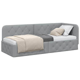 Corner Bed Frame with Headboard Light Grey 80 x 200 cm Fabric 42016479