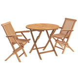 3 Piece Folding Garden Bistro Set Natural Solid Teak Wood 3434097
