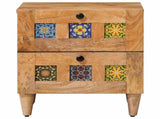 Bedside Cabinet 2 pcs Natural 40 x 33 x 46 cm Solid Mango Wood 4018259