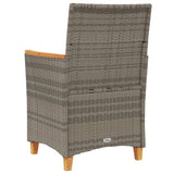 Garden Chairs with Cushions 2 pcs Grey Poly Rattan&Solid Wood 368721