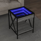 ZNTS Coffee Table with Infinity LED Grey Sonoma 40x40x49 cm 847695