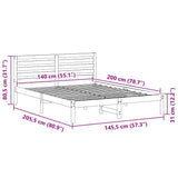 Bed Frame with Headboard White 140 x 200 cm Solid Pine Wood 872288