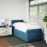 Box Spring Bed with Mattress Dark Blue 90x200 cm Velvet 3286220