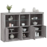 Sideboard with LED Lights Grey Sonoma 162x37x100 cm 3209147