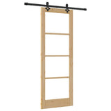 Sliding Door Natural 78 x 211 cm Solid Pine Wood and Glass 3332273