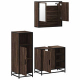 3 Piece Bathroom Furniture Set Brown Oak Engineered Wood 3300999