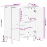 Side Cabinet 60x33x75 cm Solid Wood Mango 358286
