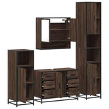 ZNTS 4 Piece Bathroom Furniture Set Brown Oak Engineered Wood 3301234