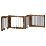 Dog Gate with Stands 4 pcs Smoked Oak 100 x 80 cm 892063