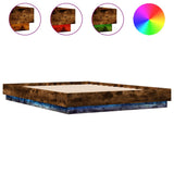 Bed Frame with LED without Mattress Smoked Oak 120x200 cm 3209804