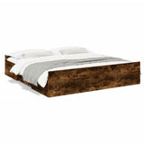 Bed Frame with Drawers without Mattress Smoked Oak 200x200 cm 3280269
