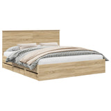 Bed Frame with Drawer Sonoma Oak 180 x 200 cm Engineer Wood 3411091